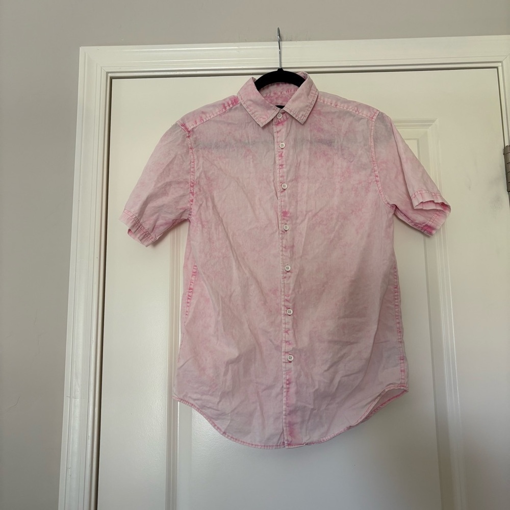 Original Use Men's Pink Short Sleeve Button Down Shirt - Picture 2 of 11